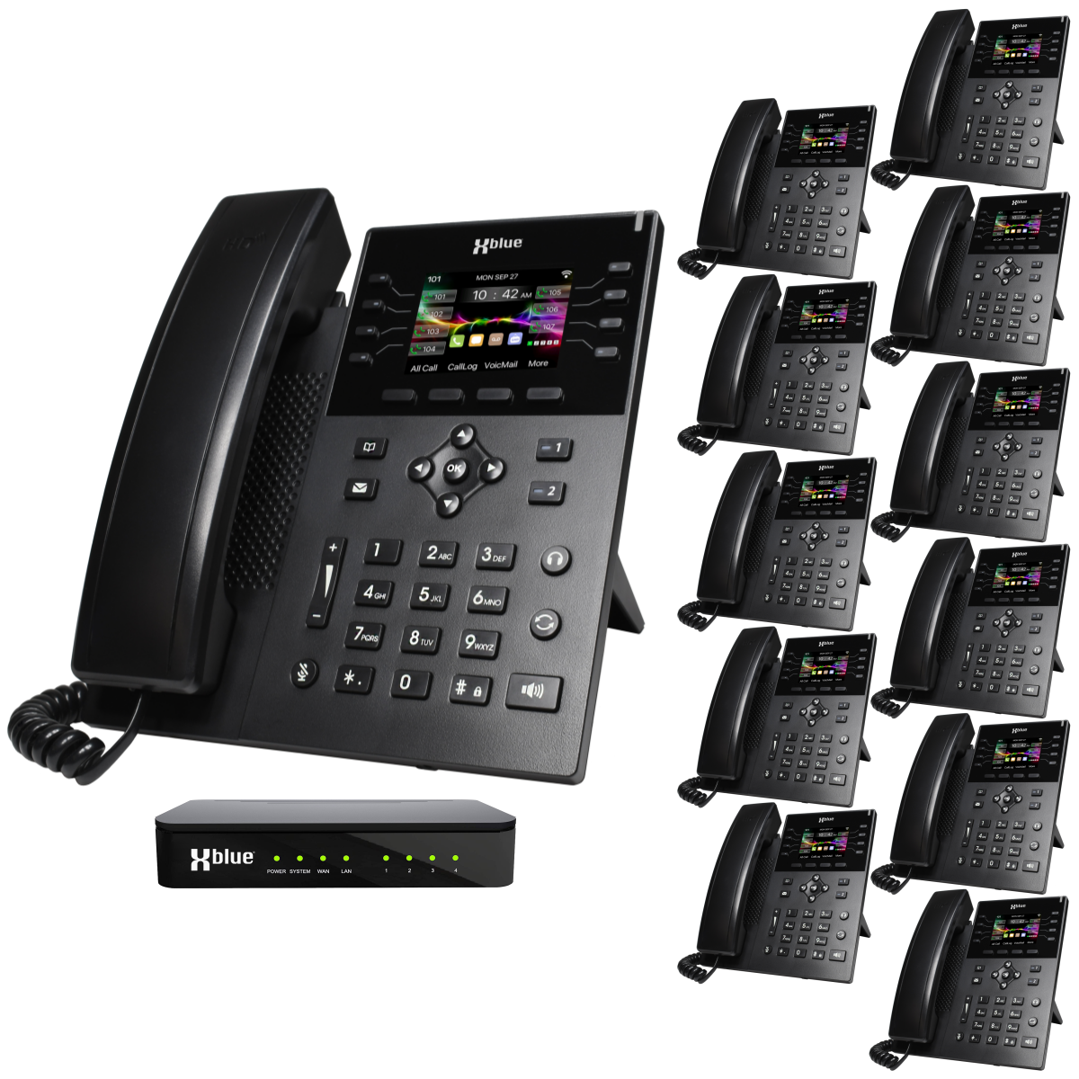 QB1 System w/ 12 IP8g Phones for use w/ XBLUE Lines