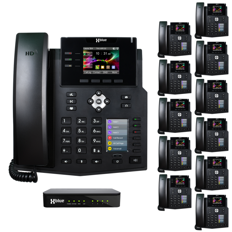 QB1 System w/ 12 IP9g Phones for use w/ XBLUE Lines